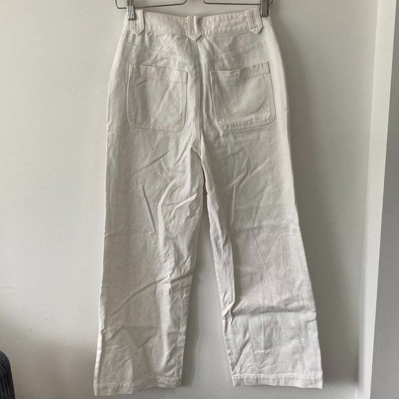 White Cotton Wide Leg Jeans - Picture 2 of 5